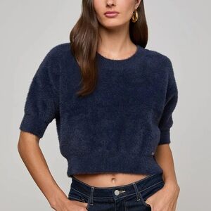 L'AGENCE Guinevere Cropped Pullover in Midnight
